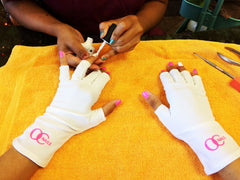 UV Shield Glove ~ WHITE (Pink Logo)